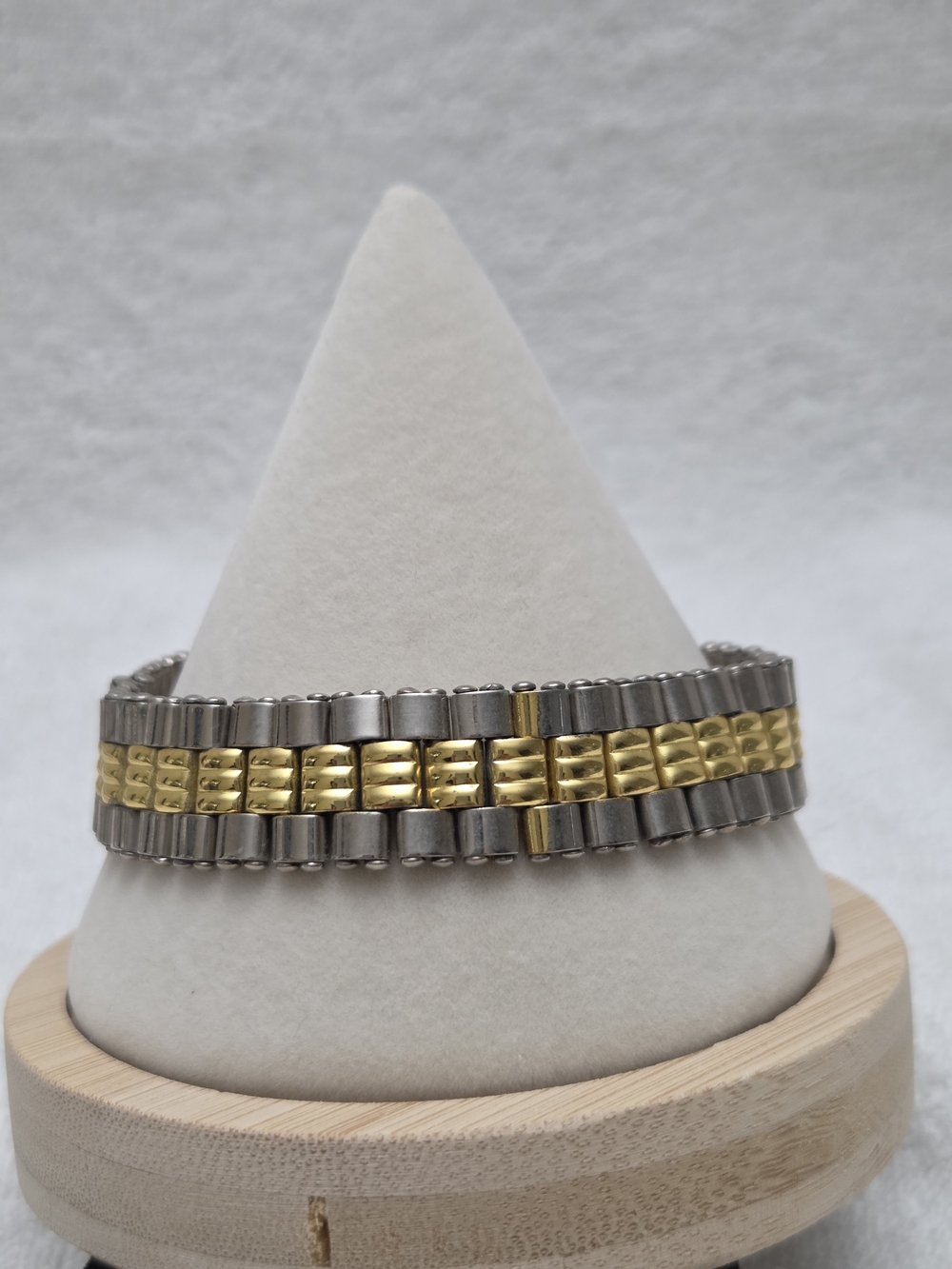 Stainless Steel (Yellow & White) Gold-Toned Watch Band Style Link Bracelet